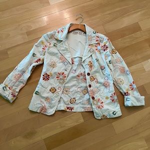 Johnny Was embroidered school boy blazer